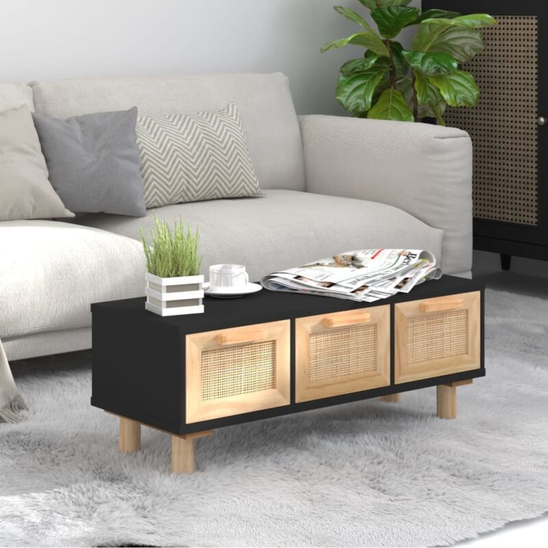 Vidaxl - Table basse Noir 80x40x30 cm Bois d'ingénierie et pin massif