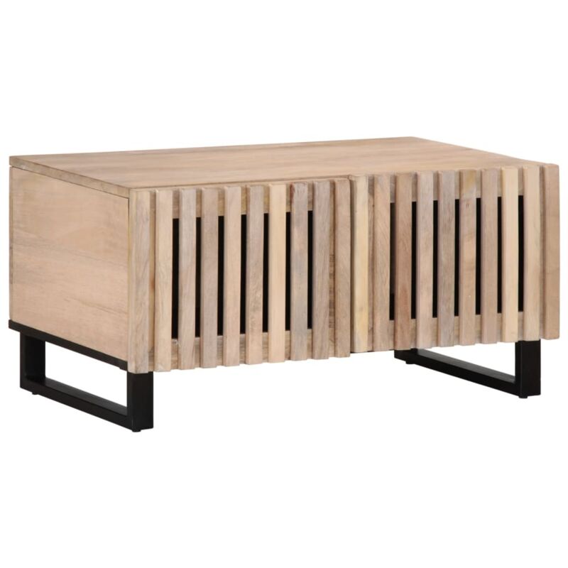 Vidaxl - Table basse blanc 80x51x40 cm bois de manguier massif