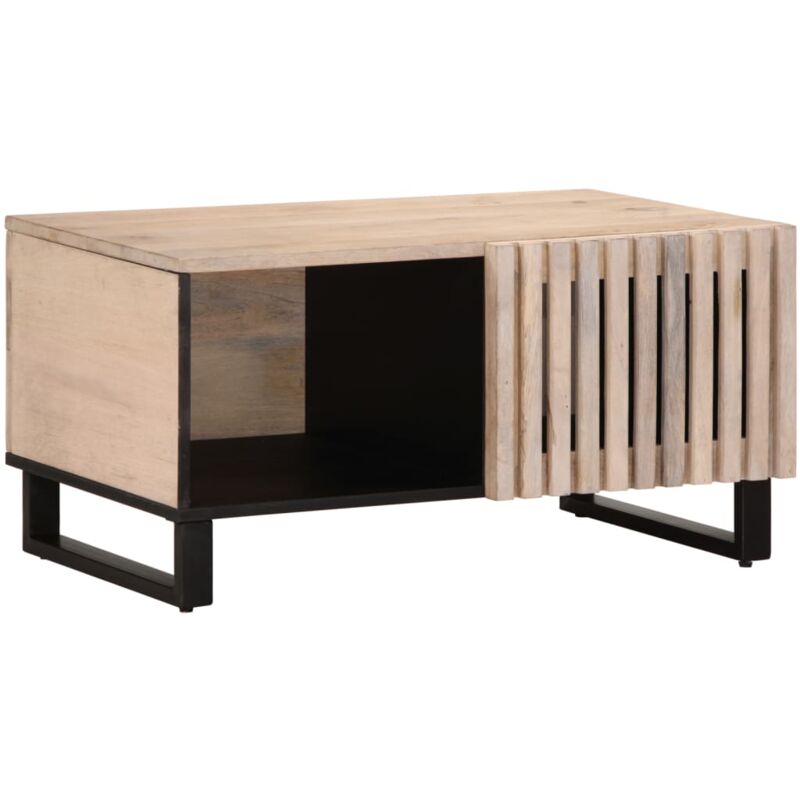 Vidaxl - Table basse blanc 80x51x40 cm bois de manguier massif