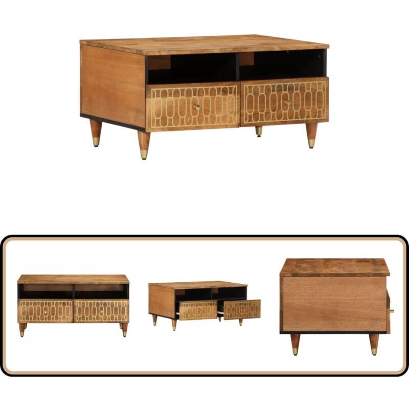 Table basse 80x54x40 cm bois de manguier massif - Table Basse - Table D'appoint - Mobilier Salon - Bois De Manguier - Design Scandinave