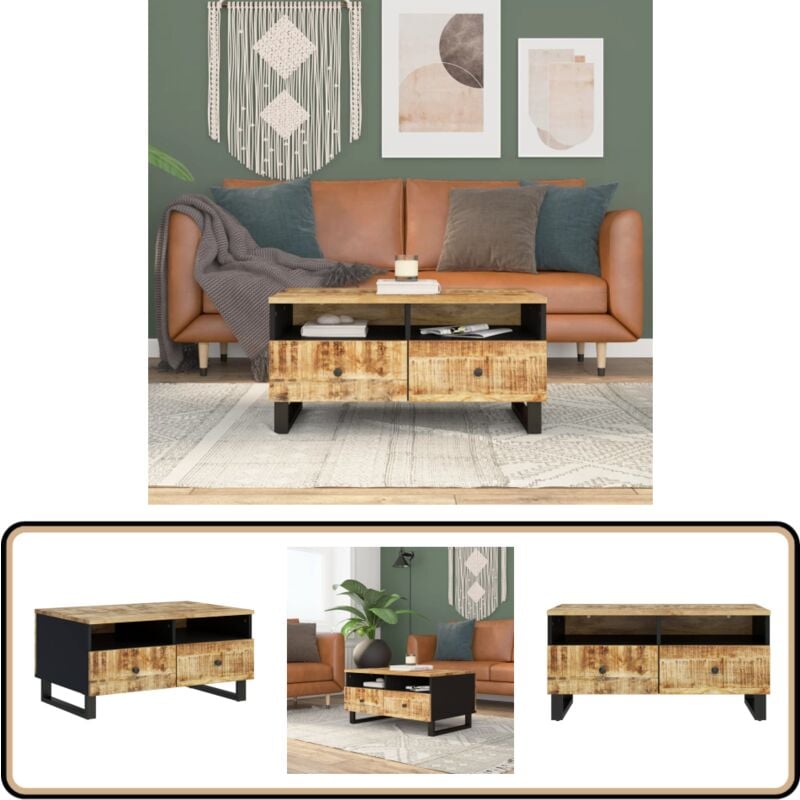 Vidaxl - Table basse 80x54x40 cm Bois de manguier solide et d'ingénierie - Table Basse - Table D'appoint - Meubles De Salon - Mobilier Moderne - Bois