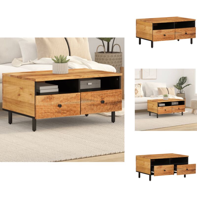 Table basse 80x54x40 cm bois massif d'acacia - Table Basse - Meuble Salon - Acacia Massif - Table D'appoint - Design Moderne