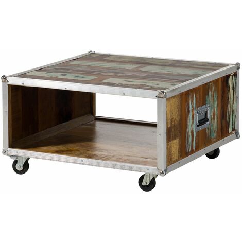Table basse 80x80 Bois de récupération laqué Multicolore INDUSTRIAL 101 - multicolore