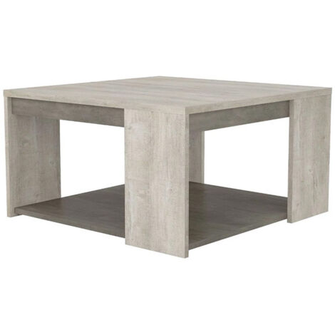 Table basse 80x80cm CANNES chêne champagne/béton clair - Chêne - Chêne