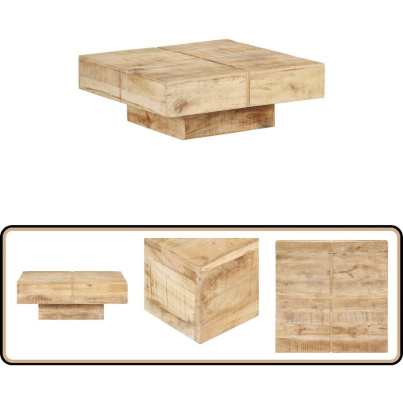 Vidaxl - Table basse 80x80x28 cm Bois de manguier massif - Table Basse - Meuble Salon - Table En Bois - Table Design - Mobilier Tendance