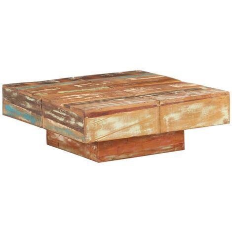 vidaXL Table basse 80 x 80 x 28 cm Bois de récupération massif Multi-modèle