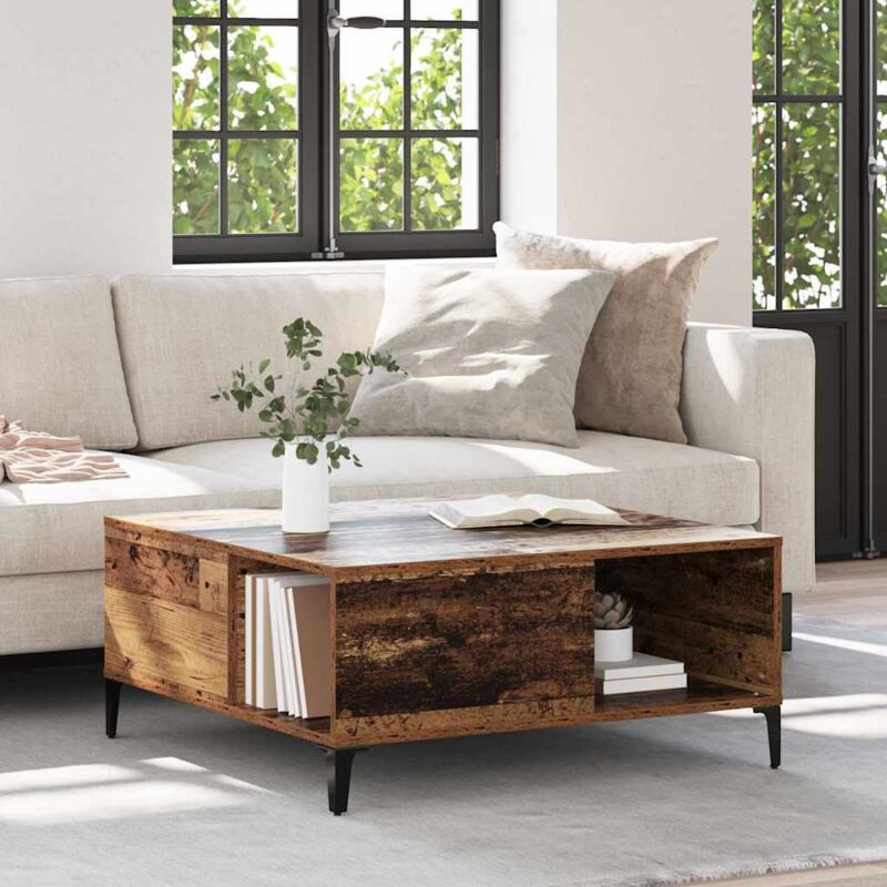 vidaXL Table basse Bois Ancien 80 x 80 x 36,5 cm Bois d'ingénierie