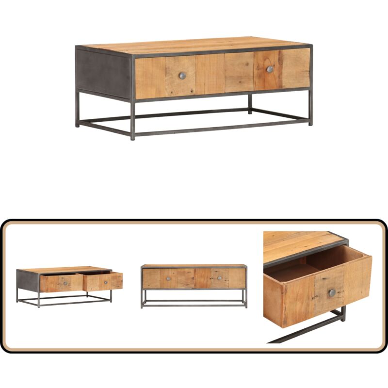 Vidaxl - Table basse 90 x 50 x 35 cm Bois de récupération massif - Table Basse Industrielle - Table Basse Design - Table Basse Vintage - Table Basse
