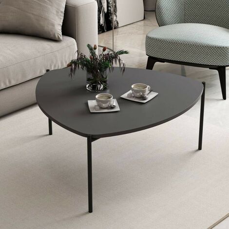 TOSCOHOME Table basse 90x40 cm couleur anthracite avec structure en métal - Lenny