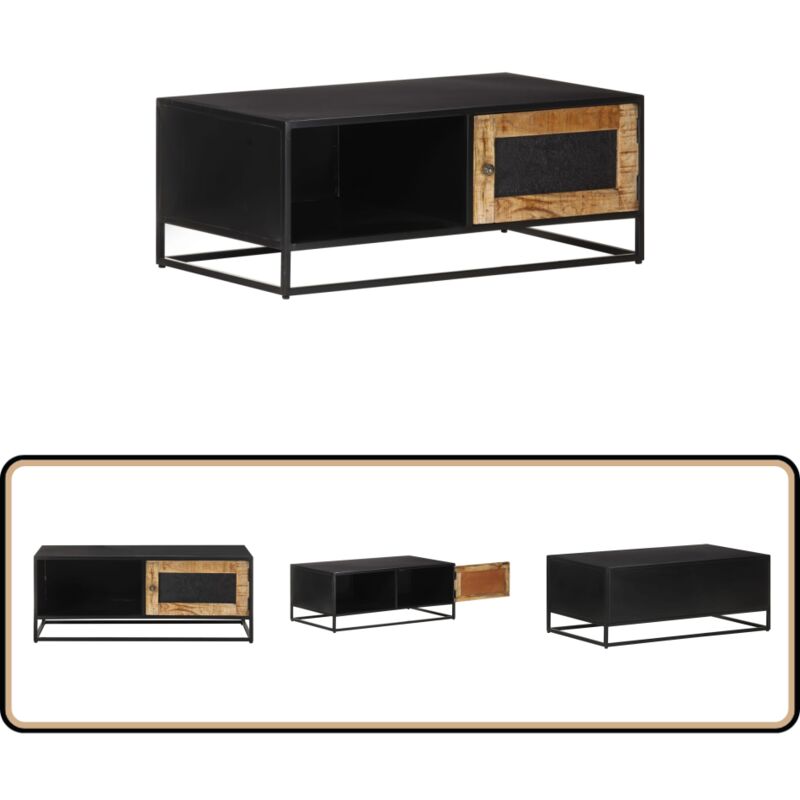 Vidaxl - Table basse 90x50x35 cm Bois de manguier brut - Table Basse Industrielle - Table Basse Design - Table Basse Bois Massif - Meuble Rangement