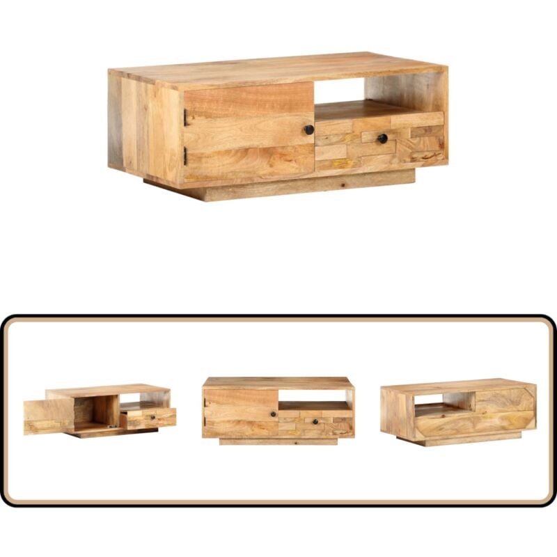 Vidaxl - Table basse 90x50x35 cm Bois solide de manguier - Table Basse - Meubles De Salon - Table En Bois - Mobilier Vintage - Table D'appoint