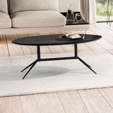 Table basse 90x50x35 cm en bois de manguier noir et métal noir