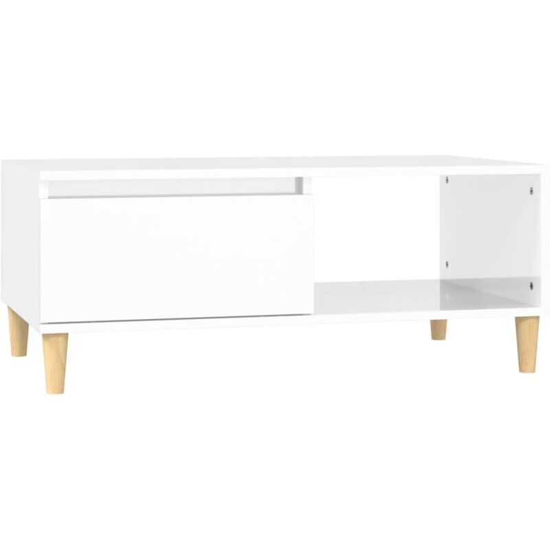 Vidaxl - Table basse Blanc brillant 90x50x36,5 cm Bois d'ingénierie