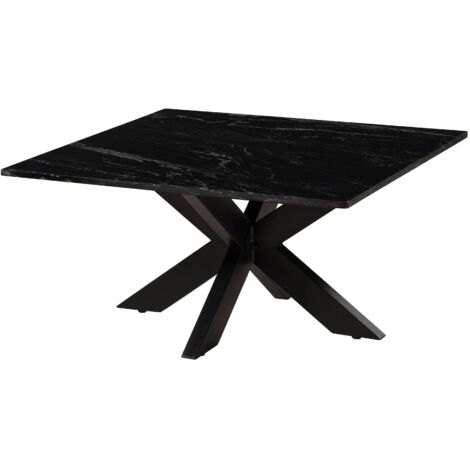 Table basse 90x90 marbre noir / pied central en fer noir BARCELONA 416
