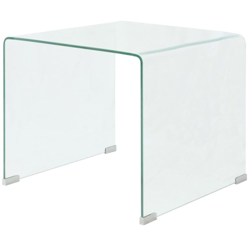 Table basse， 49,5 x 50 x 45 cm Verre trempé Transparent