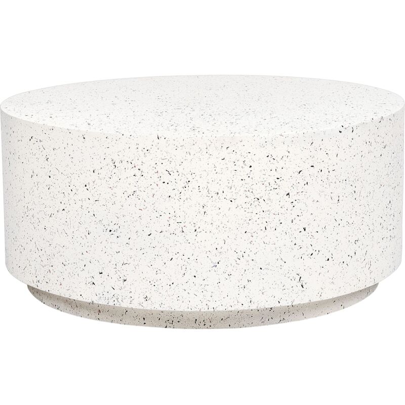 Table Basse à Café Blanc Cassé en Mg0 et Fibres de Verre Effet Terrazzo 90 cm Trezzo
