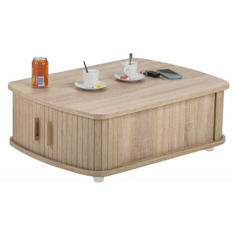 Table basse à rideaux chêne naturel Lohan