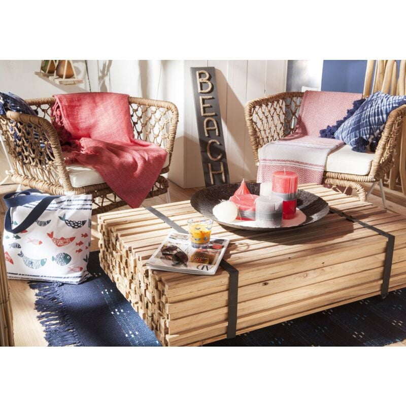 Pier Import - Table basse à roulettes en bois recyclé naturel 110x70x33cm