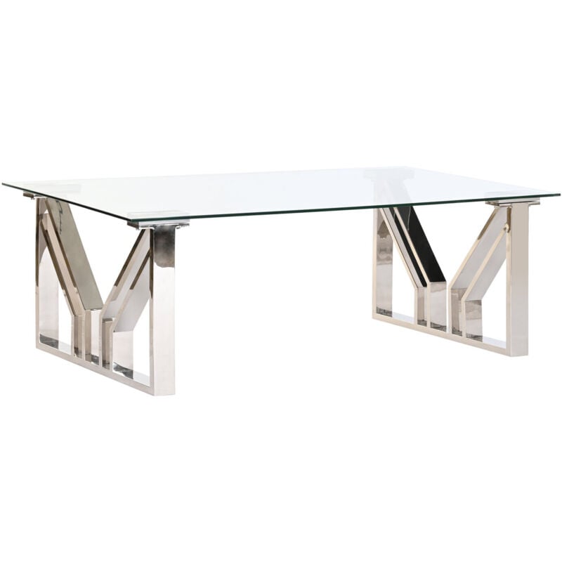 Table Café Acier Verre 130X70X45 Chrome