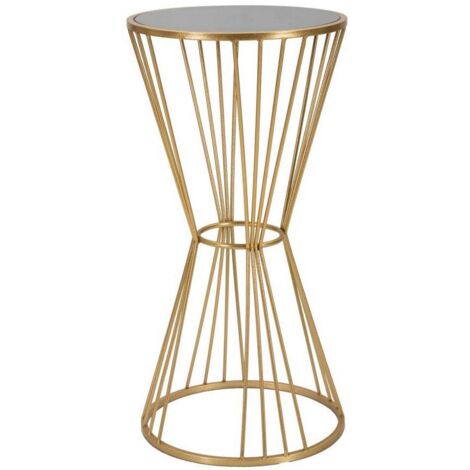 Table basse Agnes, Porte-revues, Forme Ronde, 40x40x80h cm or