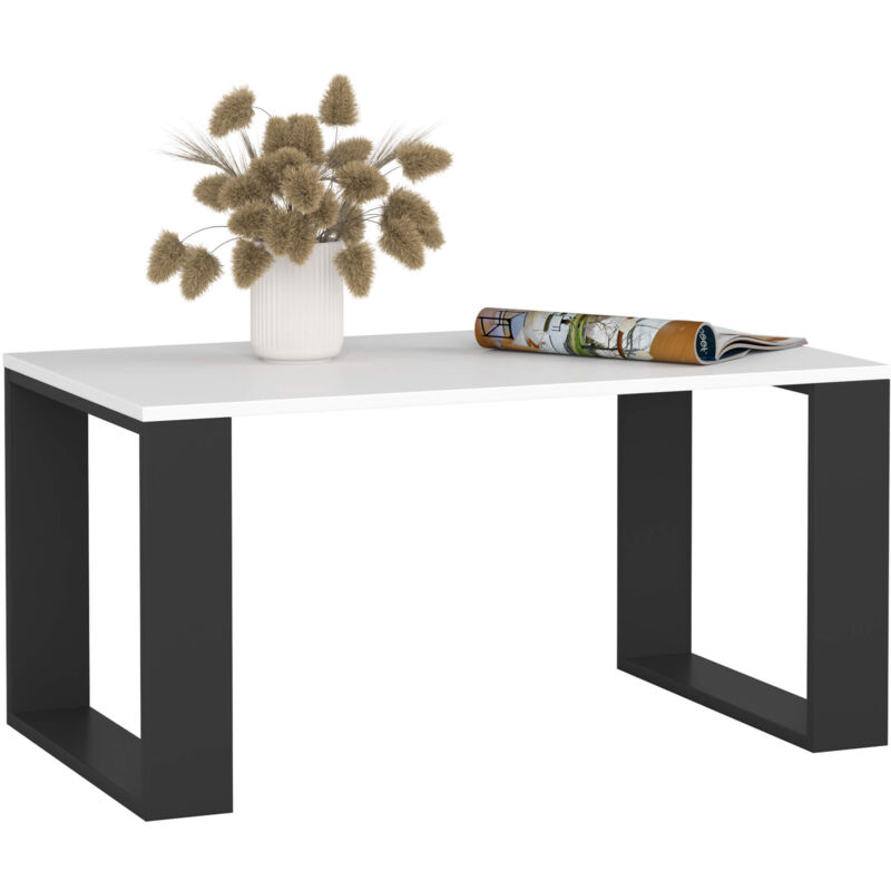 Akord - Table basse nox Blanche 92 cm pieds Noirs 92x53x45 cm