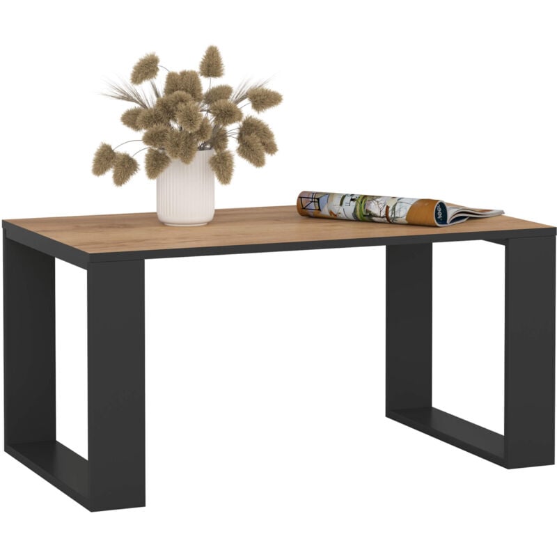 Akord - Table basse nox Chêne Craft 92 cm pieds Noirs 92x53x45 cm