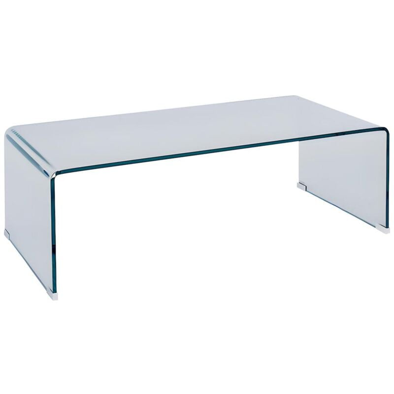 Vente-unique - Table basse en verre trempé courbé - Transparent - alonzo