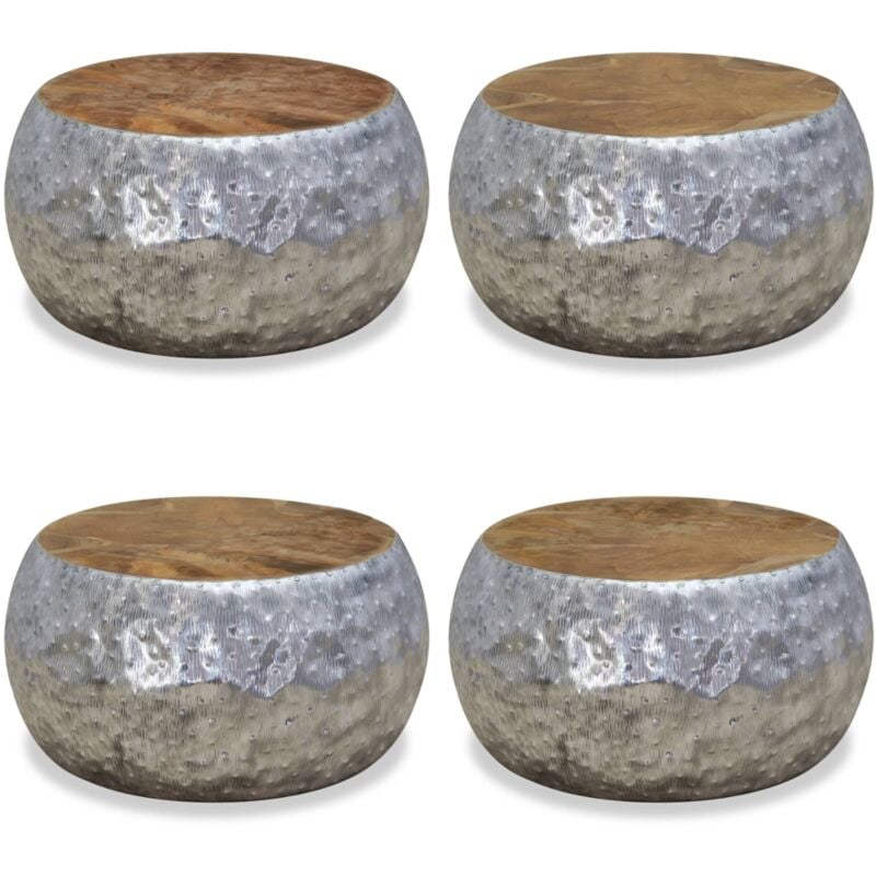 Vidaxl - Table basse Aluminium Teck 60x60x30 cm - Table Basse Ronde - Table Basse Aluminium - Table Basse Teck - Meuble Salon - Décoration Intérieure
