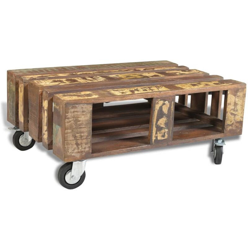 Vidaxl - Table basse avec 4 roulettes Bois recyclé