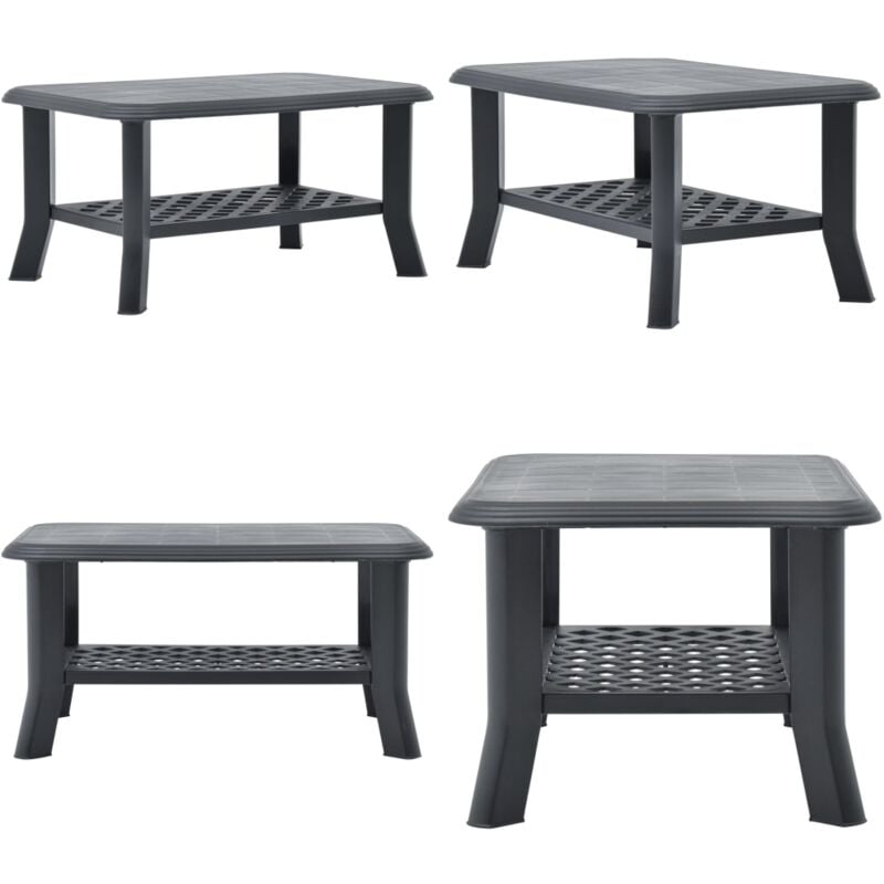 Vidaxl - Table basse Anthracite 90x60x46 cm Plastique - Table Basse Extérieure - Table D'appoint Résistante Aux Intempéries - Mobilier De Jardin