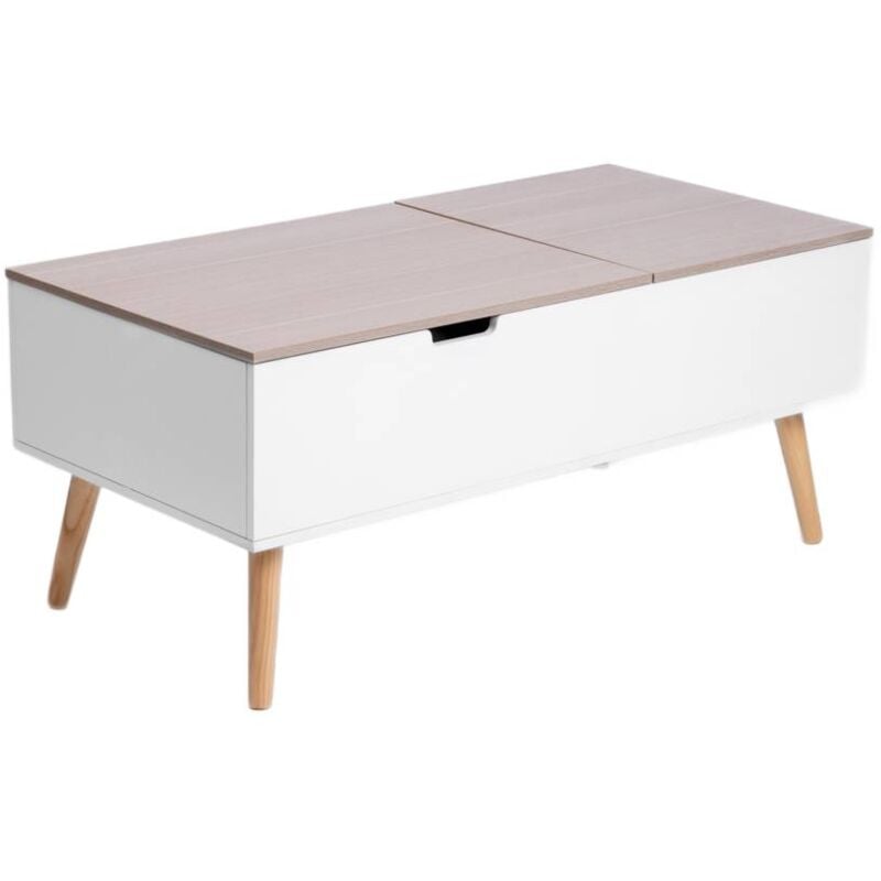 Table basse ANZABI avec couvercle relevable blanc 105x50,5x43,5cm 712050
