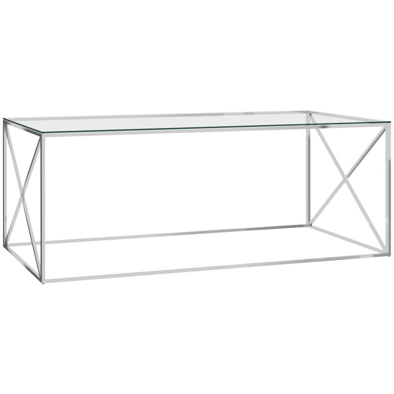 Vidaxl - Table basse Argenté 120x60x45 cm Acier inoxydable et verre