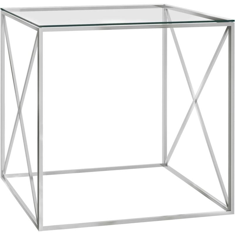 Vidaxl - Table basse 55x55x55 cm Acier inoxydable et verre Argenté