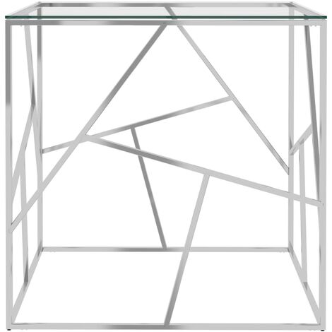 Table basse Argenté 55x55x55 cm Acier inoxydable et verre vidaXL - Argent