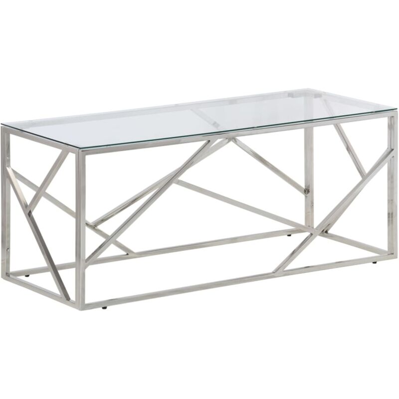 Vidaxl - Table basse argenté acier inoxydable et verre trempé