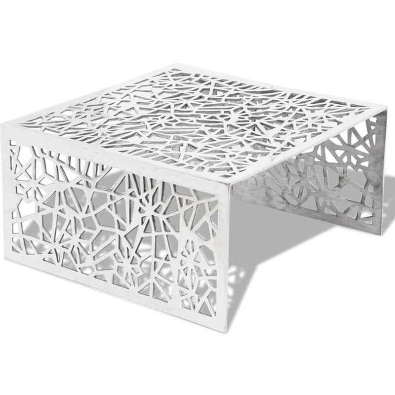 Table basse argentée Design géométrique Aluminium