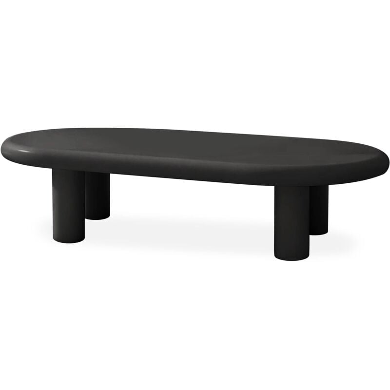 Table basse arrondie 160cm avec pieds colonnes Roady Noir