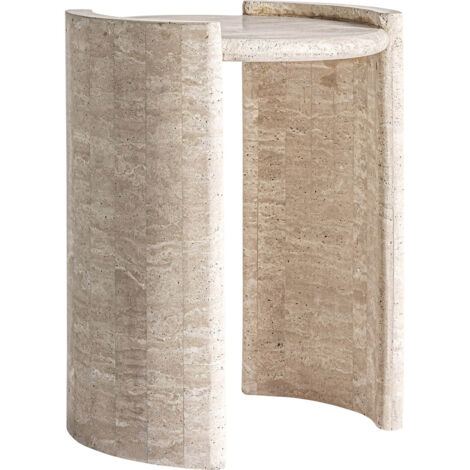 Table basse art déco en travertin beige finition marbrée élégante - Beige travertin marbré naturel