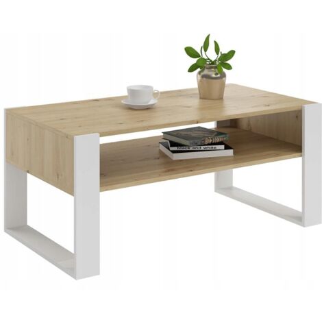 Table basse artisanale KAJA - style loft blanc rétro