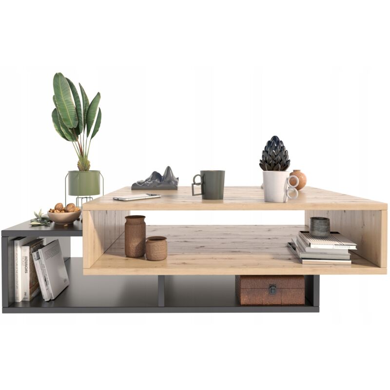 Table basse artisanale SARA - loft rétro noir