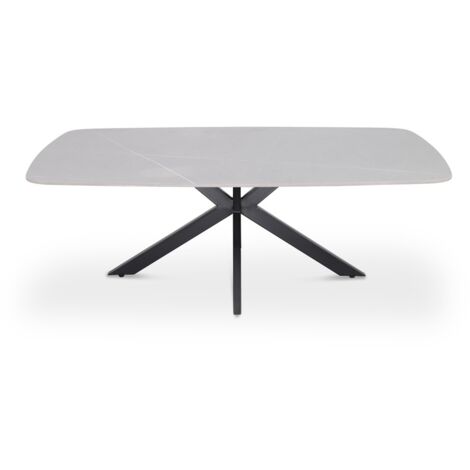 Table basse ARVENA – Table basse rectangulaire 130x70 cm – Pierre grise & métal – Design contemporain et raffiné