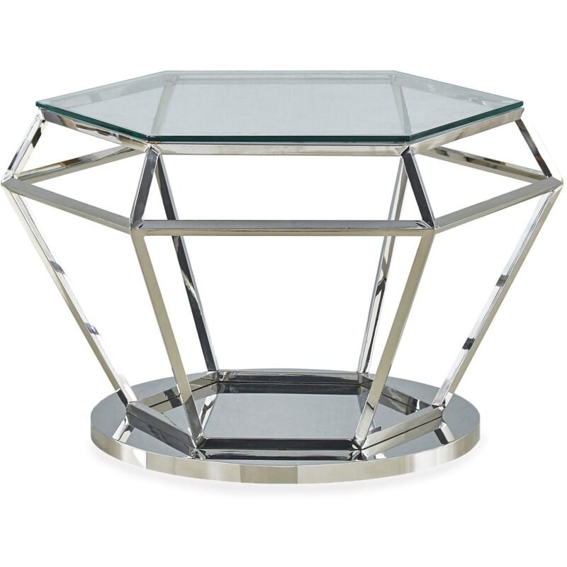 Table basse Aston en Verre Transparent et Pied Argent