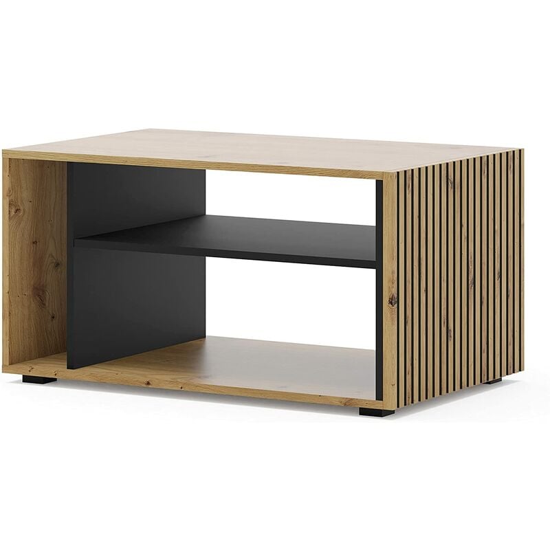 Table basse mobile support ordinateur portable auris 87x55x45cm chêne noir mat