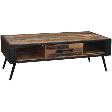 Table basse avec 1 tiroir en manguier recyclé et métal - KEANE