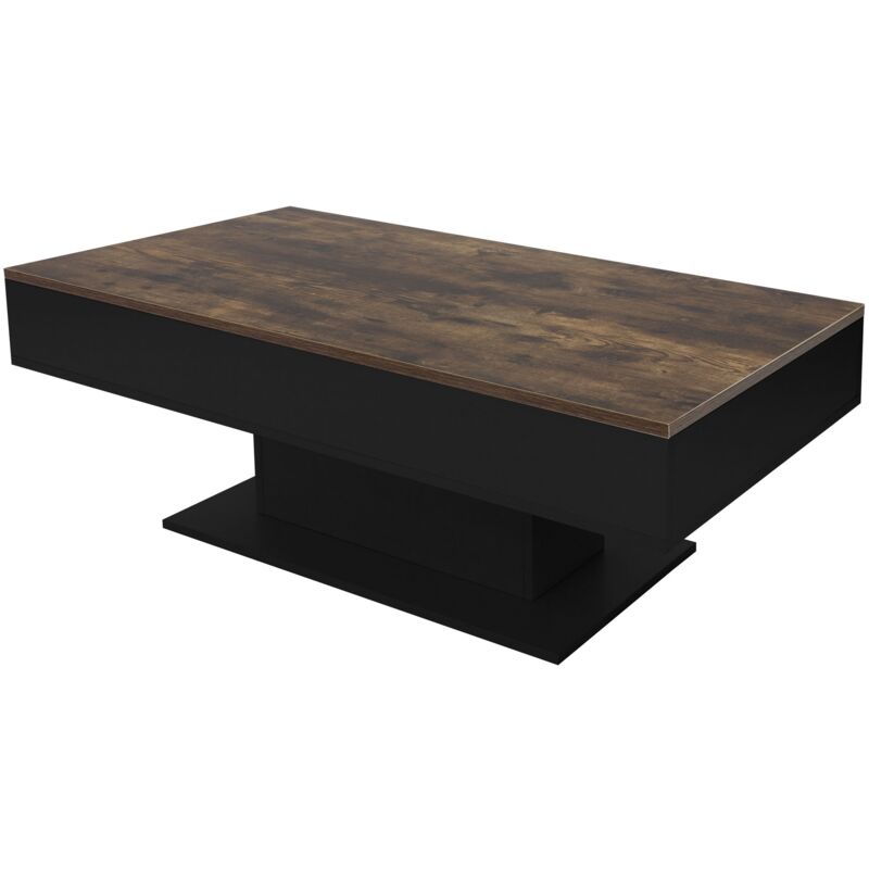 ML-Design Table Basse avec 2 Compartiments de Rangement, 110x60x40 cm, Plateau Relevable, Aspect Bois/Noir, en MDF, Rangement Interieur, Table ML-Design Table Basse avec 2 Compartiments de Rangement, 110x60x40 cm, Plateau Relevable, Aspect Bois/Noir, en MDF, Rangement Interieur, Table