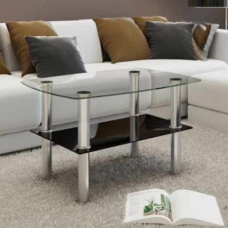 Table basse avec 2 étagères Verre  vidaXL