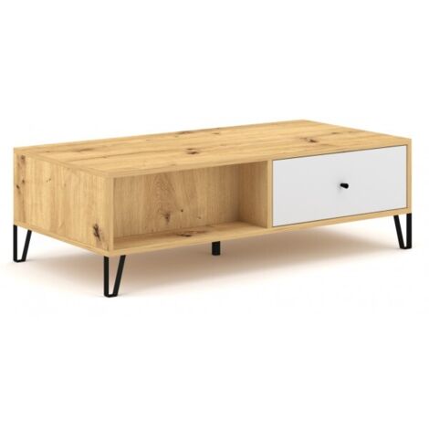 Table basse avec 2 tiroirs BILBAO coloris chêne artisan 60x60 x37 cm