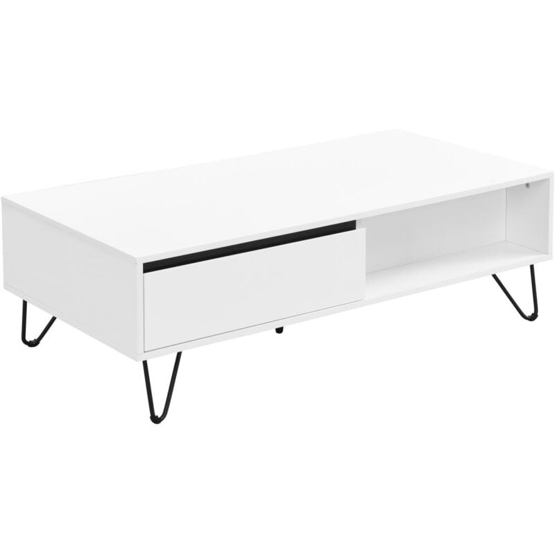 Pascal Morabito - Table basse avec 2 tiroirs et 2 niches en mdf et acier - Blanc et Noir - abuja de