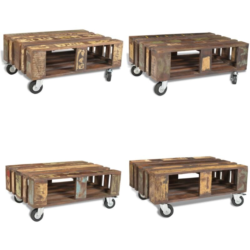 Vidaxl - Table basse avec 4 roulettes Bois recyclé - Table Basse - Table D'appoint - Meubles Anciens - Table En Bois - Table Design - Home & Living