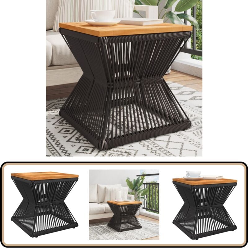 Vidaxl - Table basse avec base en fil de fer noir bois d'acacia massif - Table Basse - Meuble De Jardin - Table D'appoint - Acacia Massif - Design